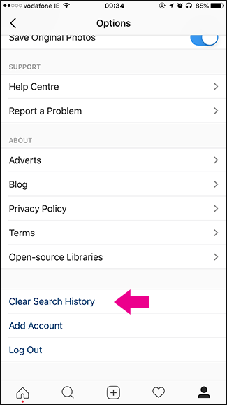 نحوه پاک کردن تاریخچه جست و جو در اینستاگرام www.howcanu.com